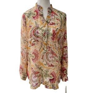 NWT Zeagoo Floral Sheer Blouse. Size L